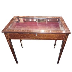 19th Cent Mahogany Inlaid Table Vitrine