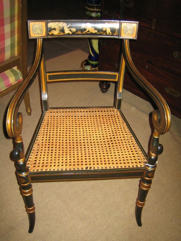 Regency Style Black Lacquer Armchair