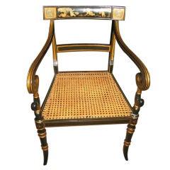 Regency Style Black Lacquer Armchair