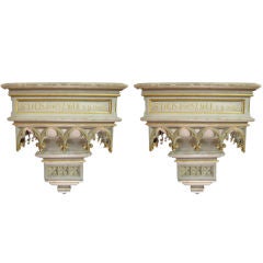 Antique Pair of French or Belgian Gothic Wall Brackets