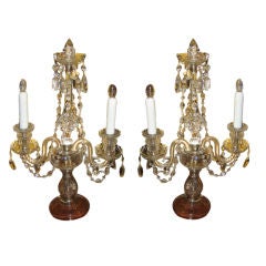 PAIR OF CRYSTAL CANDELABRA BUFFET LAMPS