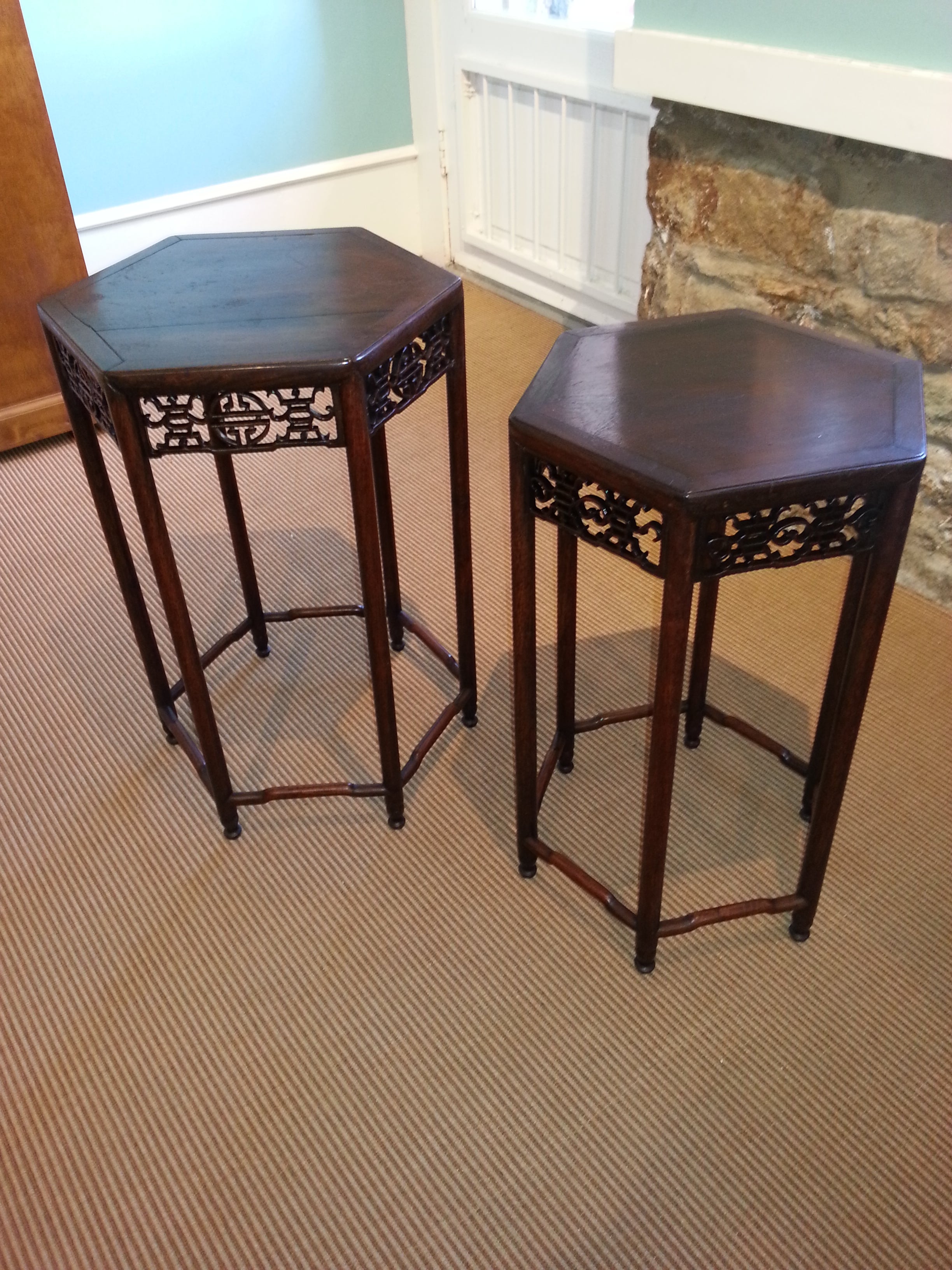 Asian Pair 19th Cent Rosewood Nesting Tables For Sale