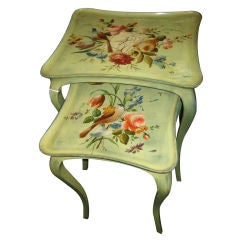 Vintage Pair Of Italian Hand Painted Nesting Tables