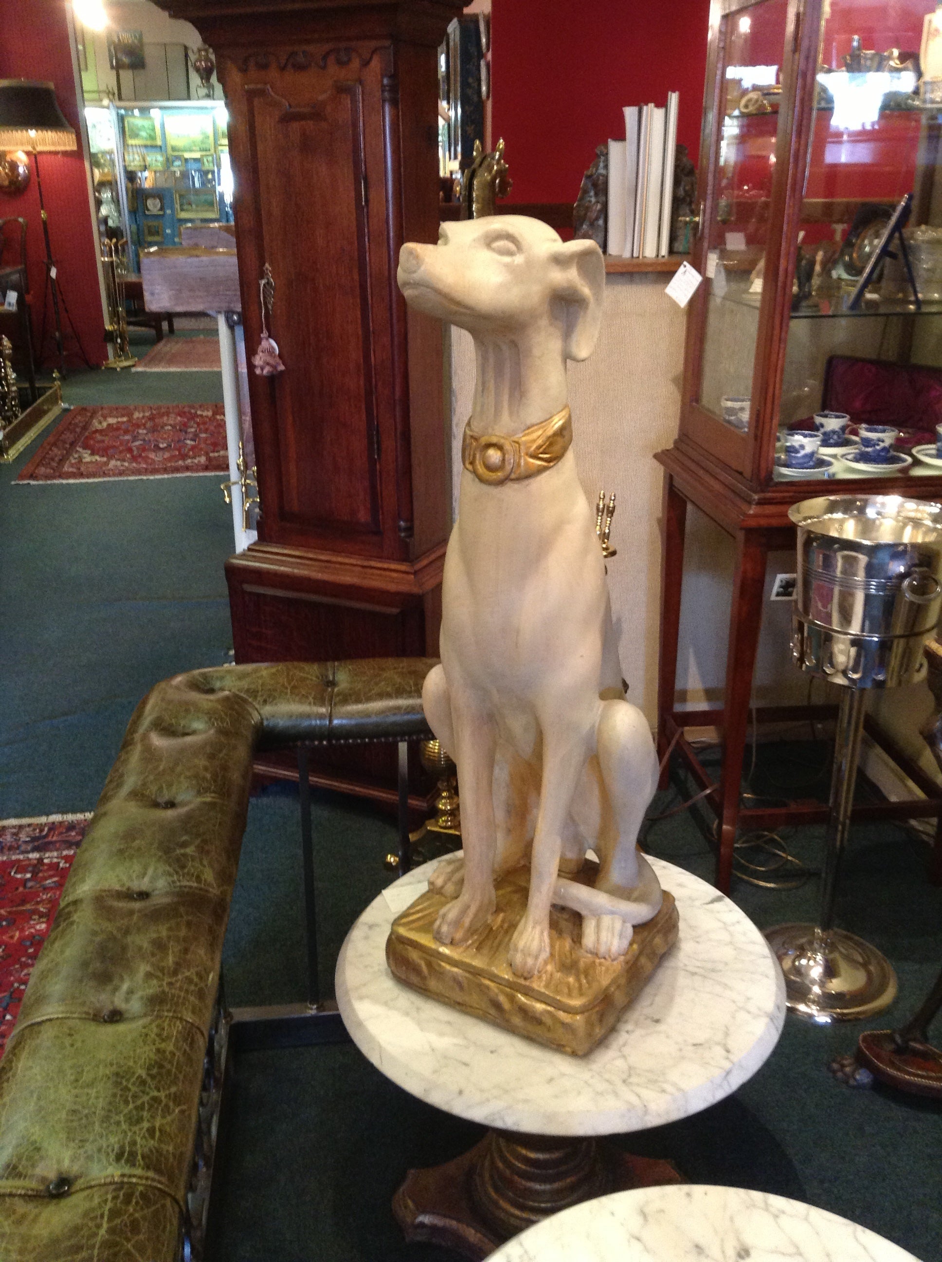 Italian Carved Wood Greyhound  Statue For Sale