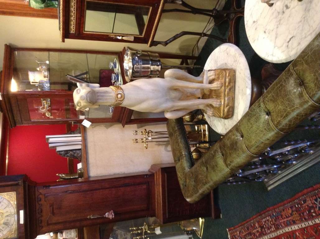 Italian Carved Wood Greyhound  Statue In Good Condition For Sale In Middleburg, VA