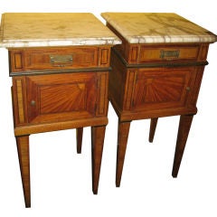 Antique Pair Of French  Satinwood Inlaid Bedside Pedestals