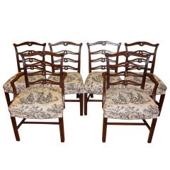 Antique Set of Six Chippendale Style Mahogany Dining Chairs