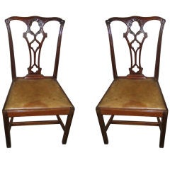 Pair Of English Mahogany Chippendale Style Dining Room Chairs