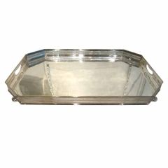 Large English Silver-Plated Gallery Tray