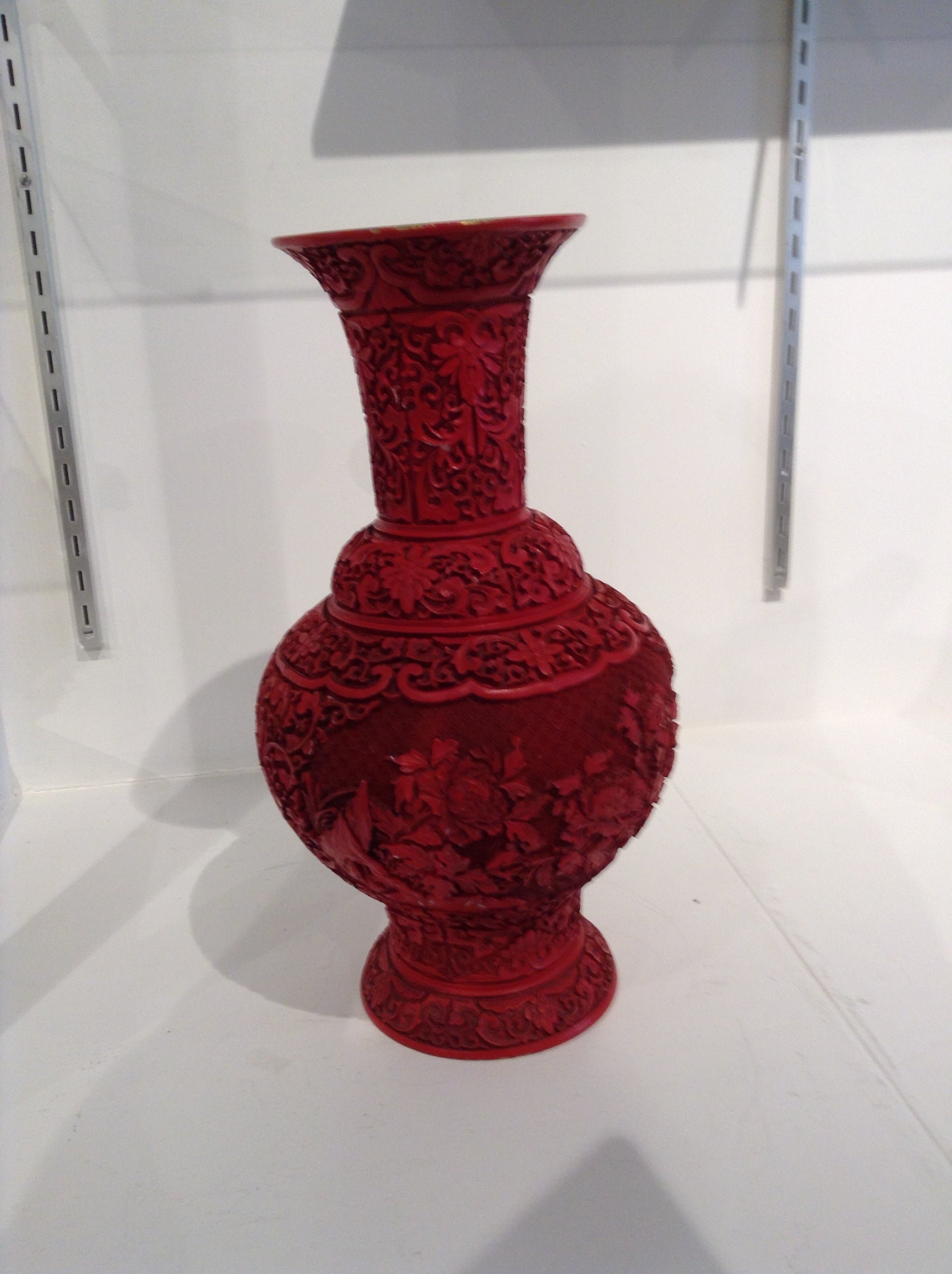 Chinese Red Lacquer Cinnabar Vase For Sale
