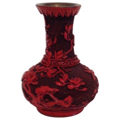 Chinese Red Lacquer Cinnabar Vase