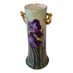 Royal Vienna Hand-Decorated and Gilded Vase with Iris