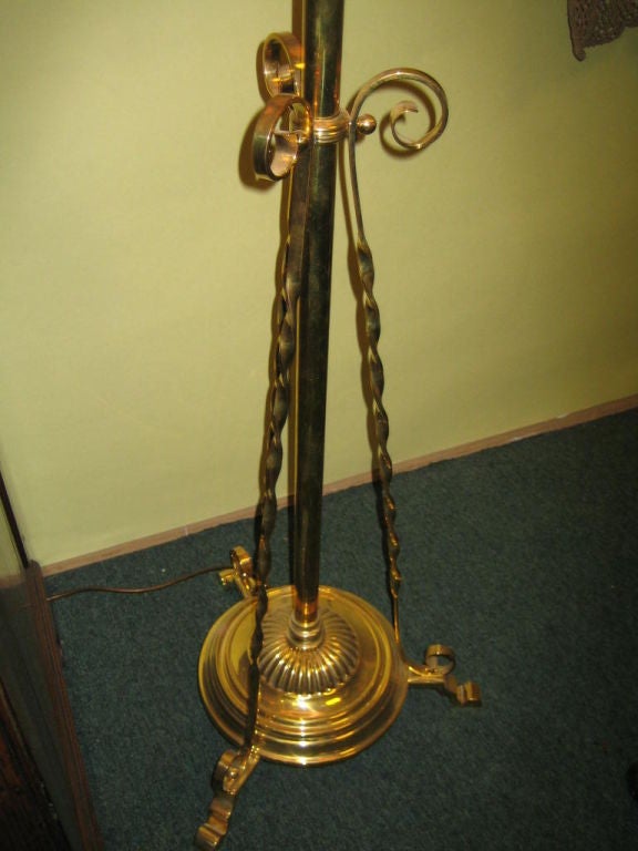 English Edwardian Telescopic Brass Standard/floor  Lamp