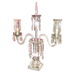 Antique Pair Of Stunning Venetian Crystal Double Arm  Chandelier Lamps