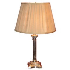 English Silver Plated Corinthium Column Table Lamp