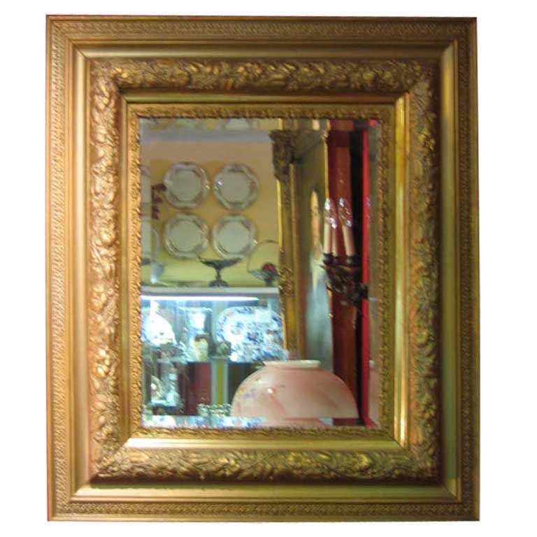 Gilt Framed Bevelled Mirror For Sale
