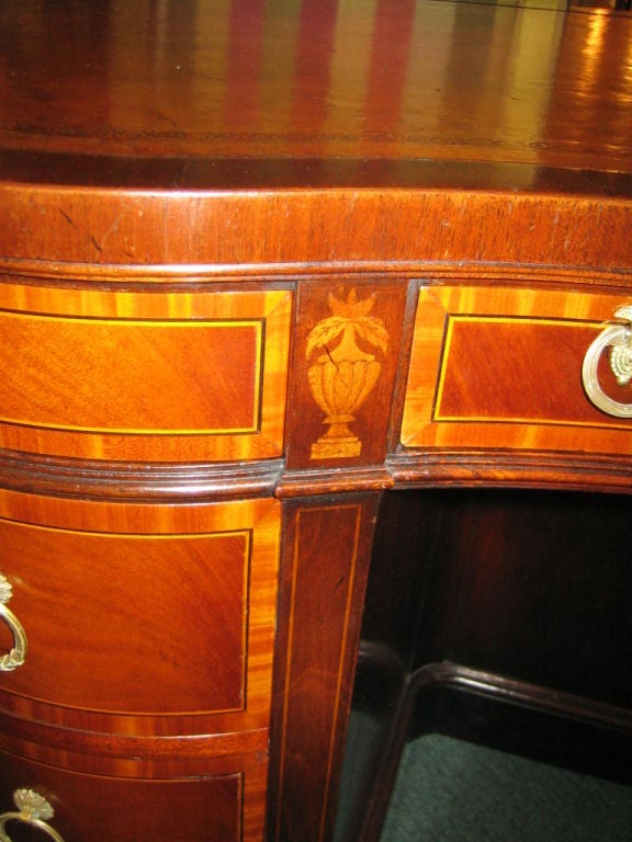 English Mahogany Leather Top Kidney Shaped Desk With Bookcase 1