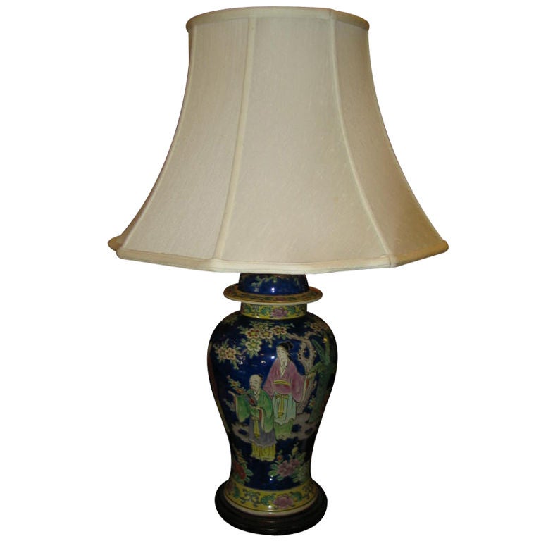 Chinese Temple Jar Old Lamp Conversion For Sale at 1stDibs