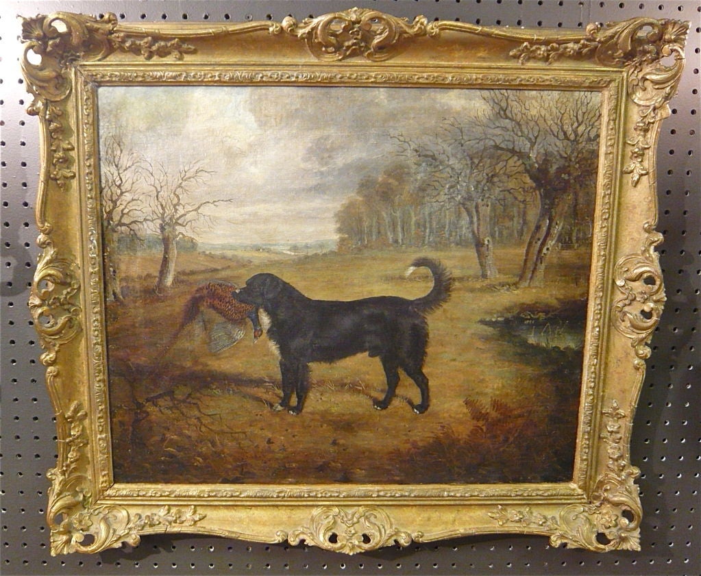English Oil on Canvas of a Hunting Dog with Prey by Gilbert *SATURDAY SALE* 6