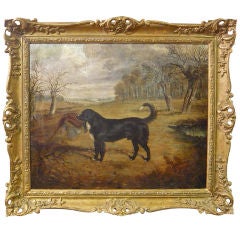 English Oil on Canvas of a Hunting Dog with Prey by Gilbert *SATURDAY SALE*