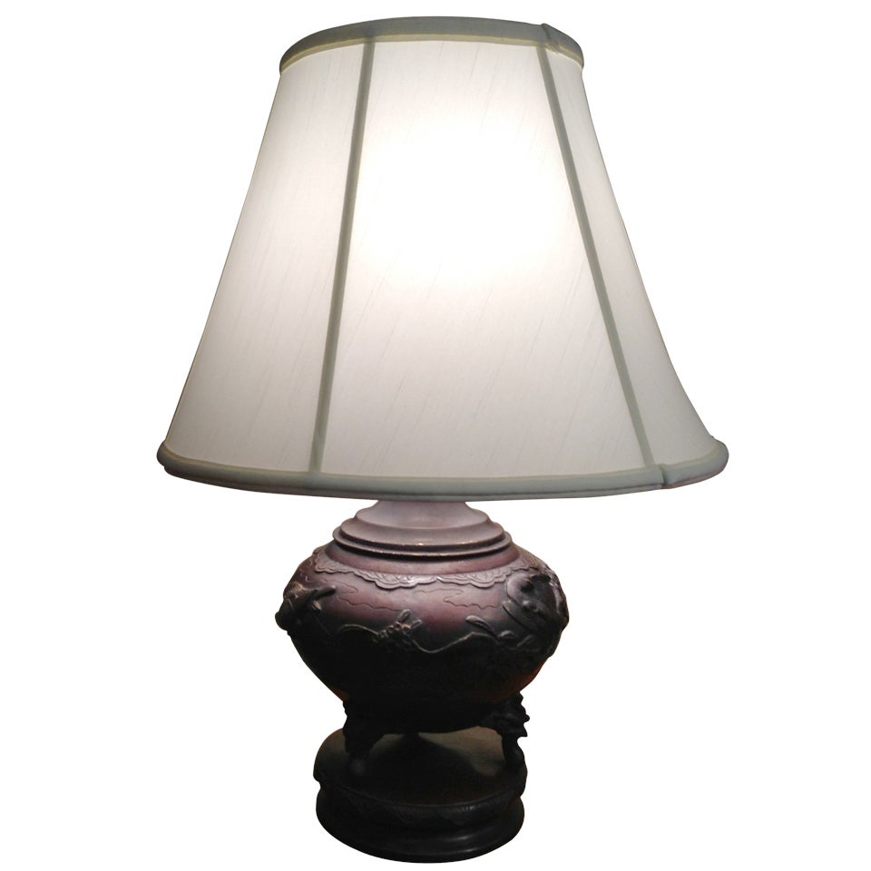 Bronzed Japanese Oil Lamp Electrified at 1stDibs electrified bronzed
