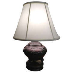 Bronzed Japanese Oil Lamp Electrified