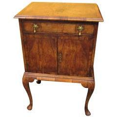 ENGLISH BURR WALNUT QUEEN ANNE STYLE POT CUPBOARD