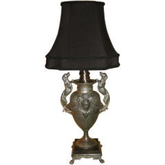 Antique LAMP WITH DOG HANDLES