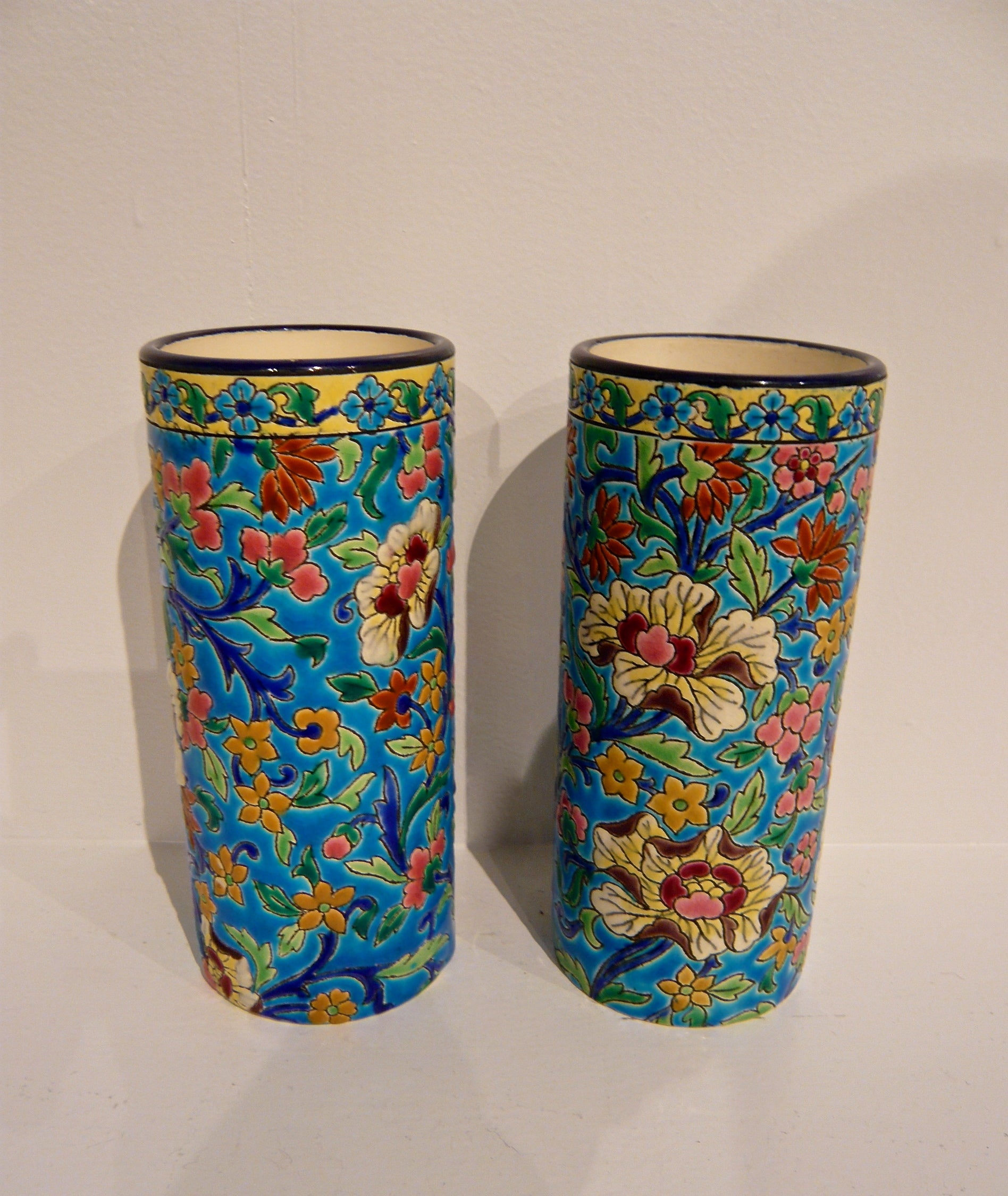Pair of French Pottery Vases by Longwy For Sale