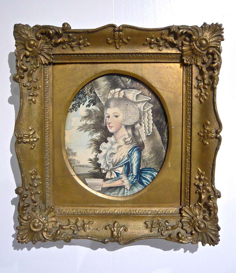 A very fine portrait of a Georgian lady in an exceptional Georgian period frame.