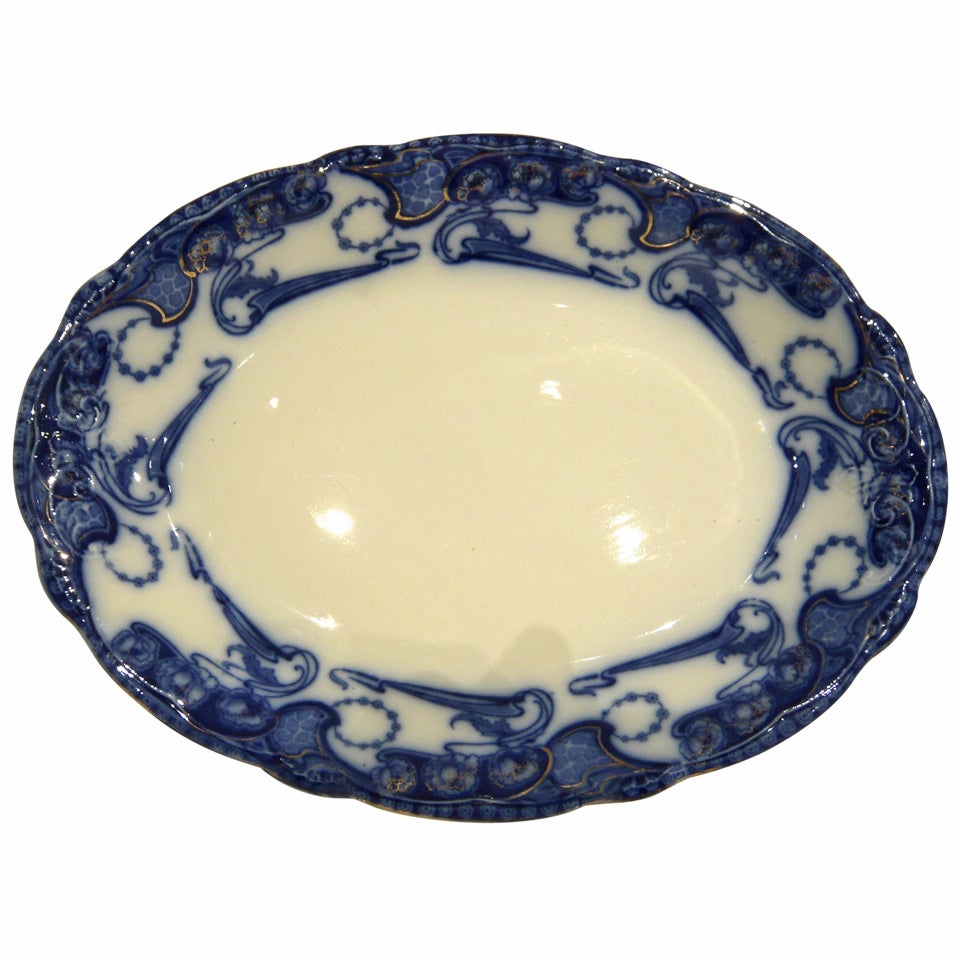 English Victorian Flow Blue Platter *SATURDAY SALE* For Sale