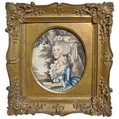 English Portrait of a Lady in Georgian Period Frame