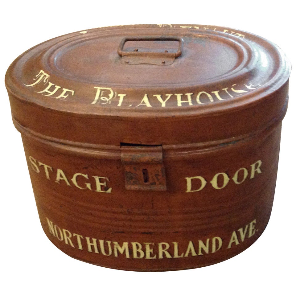 English Custom Painted Tin Hat Box
