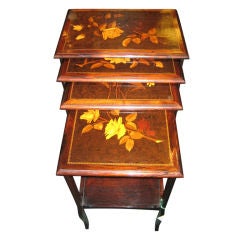 Set Of Four Rosewood Nesting Tables With Marquetry Inlay