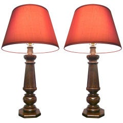 Pair of Large English Oak Fluted-Column Table Tamps *SATURDAY SALE*