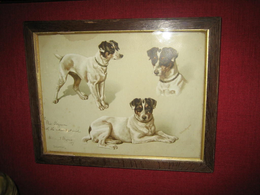 English Chromolithograph Of Fox Terrier's For Sale