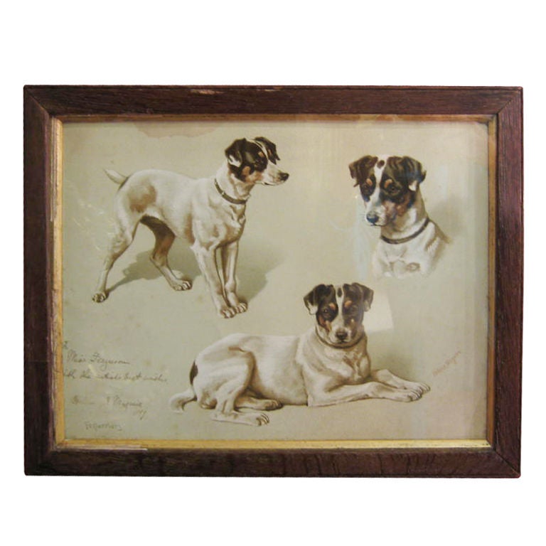 Chromolithograph Of Fox Terrier's For Sale