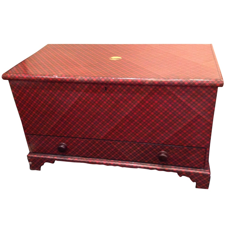 Scottish 19thcent Tartanware Blanket Chest For Sale