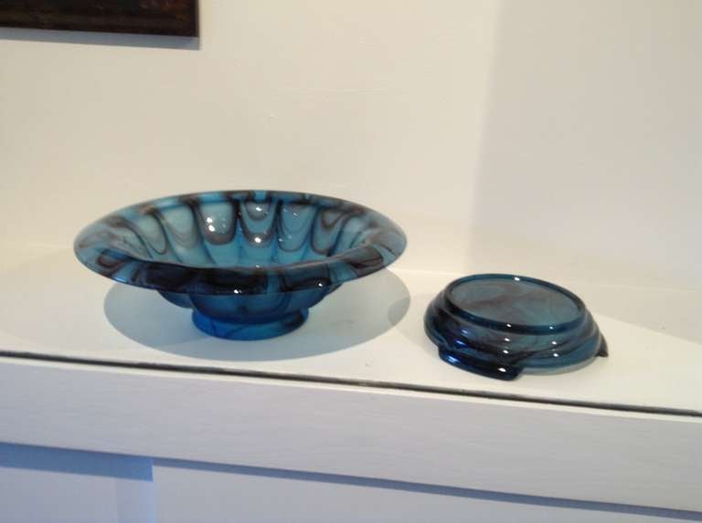 English Art Deco Gateshead Glass Bowl On Stand For Sale
