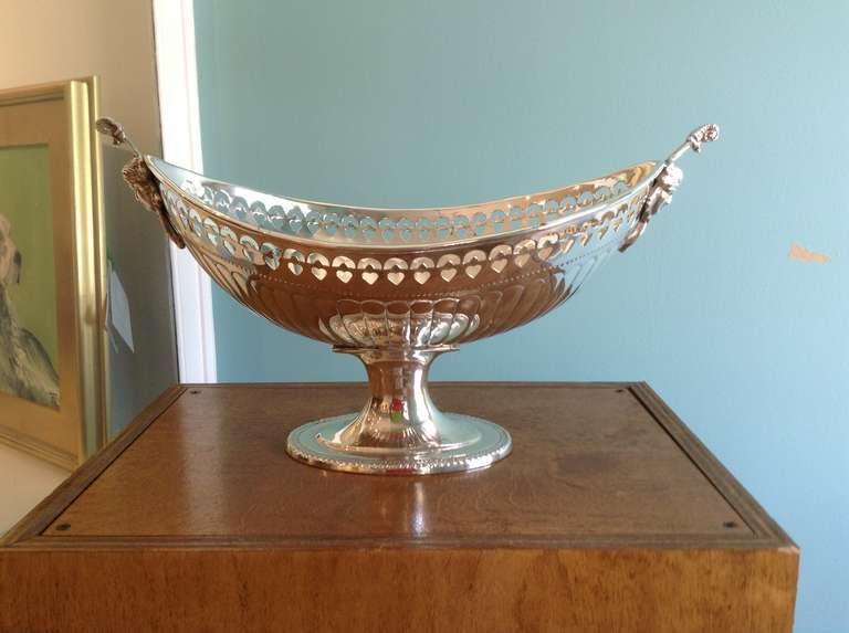 English Silver Plated Oval Fruit Bowl
