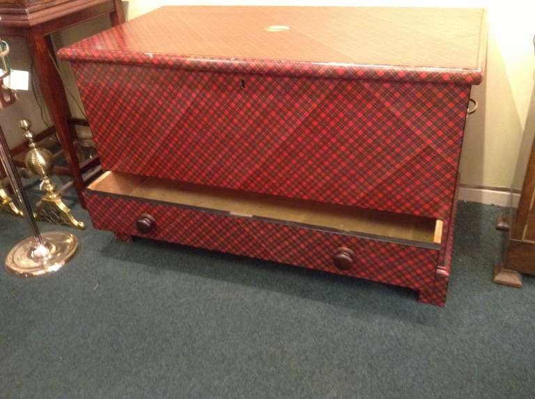 Wood Scottish 19thcent Tartanware Blanket Chest For Sale