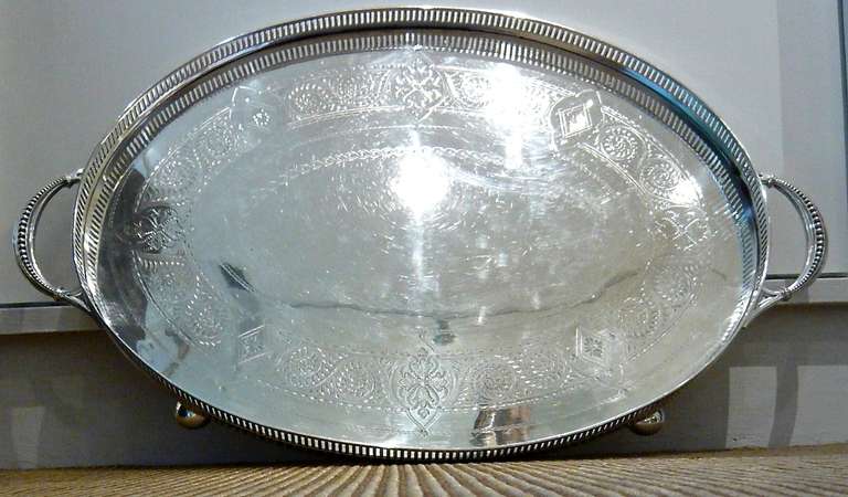 English Silver-Plated Gallery Tray
