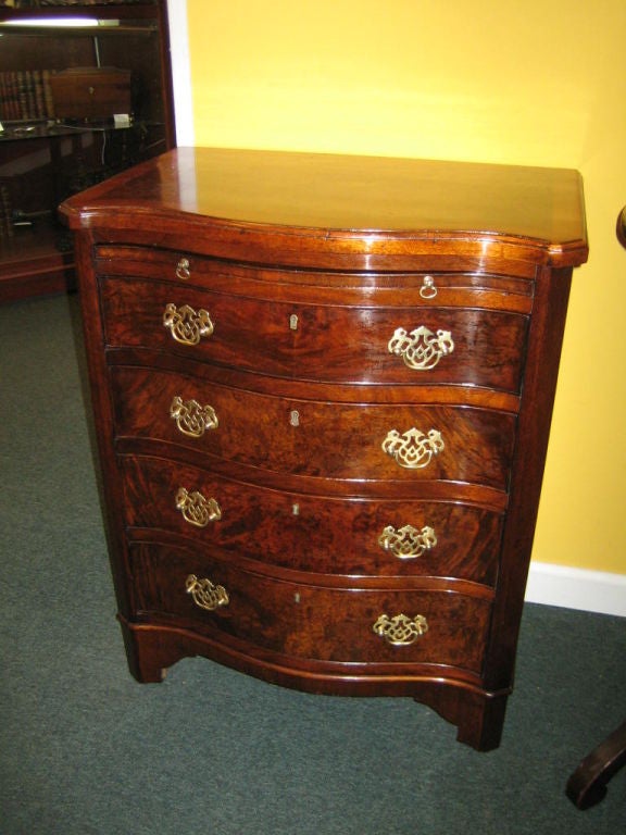 English Serpentine Front 4 Drawer Bachelor's Chest In Good Condition In Middleburg, VA