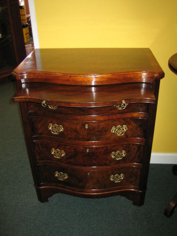 19th Century English Serpentine Front 4 Drawer Bachelor's Chest
