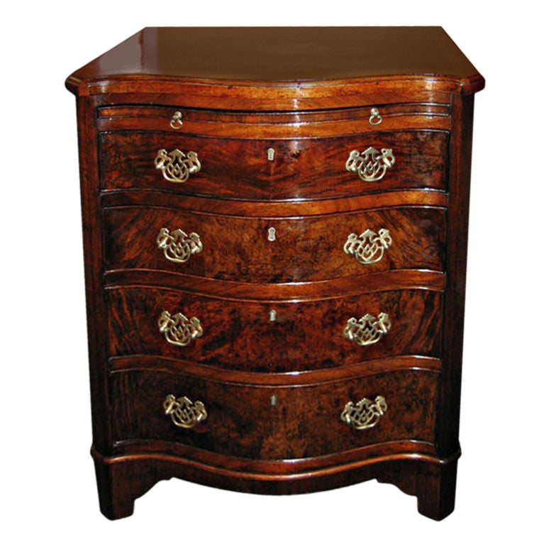 English Serpentine Front 4 Drawer Bachelor's Chest