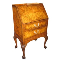 English Burr Walnut Fall Front Desk/bureau