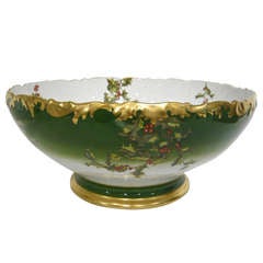 Antique Limoges Holly Punch Bowl