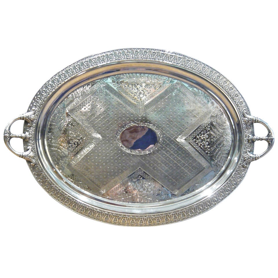 Grand Victorian-Era Silver-Plated Tray