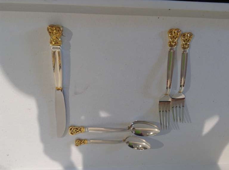 American Towle Sterling Silver Flatware - 95 Pieces Celtic Weave Pattern
