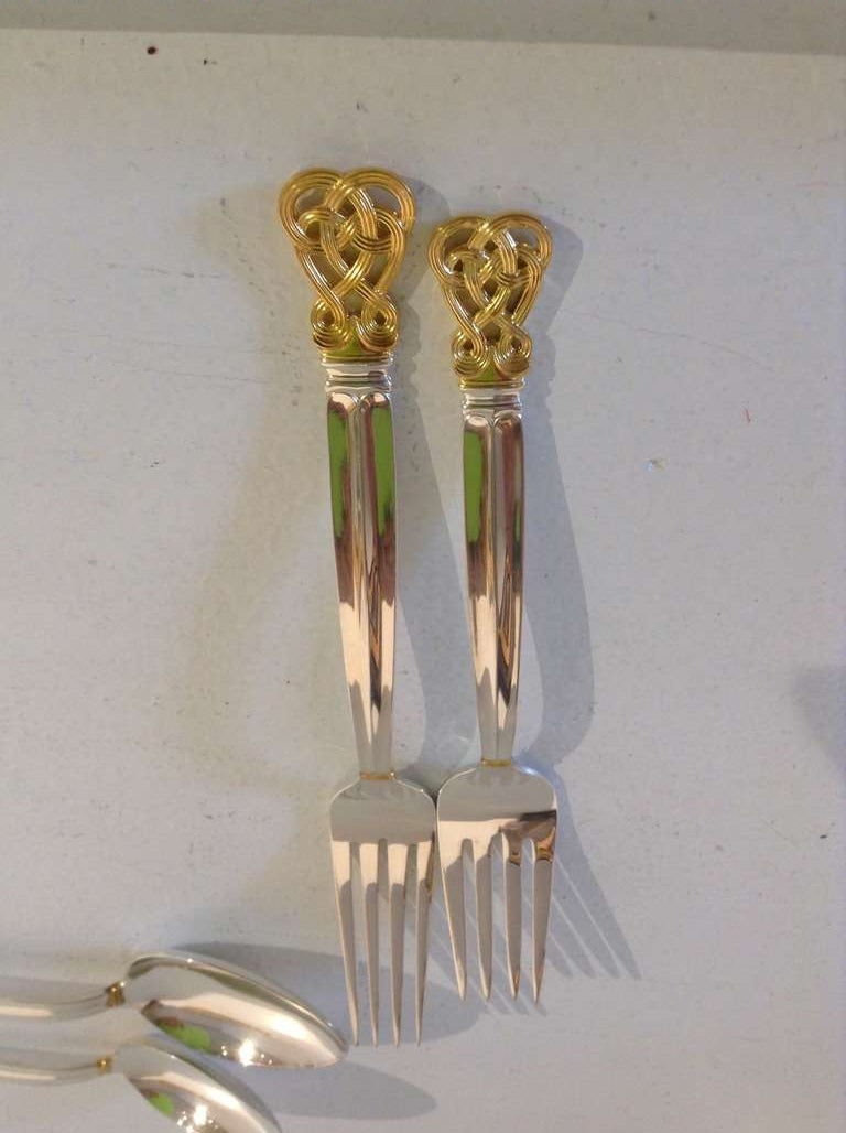 Late 20th Century Towle Sterling Silver Flatware - 95 Pieces Celtic Weave Pattern